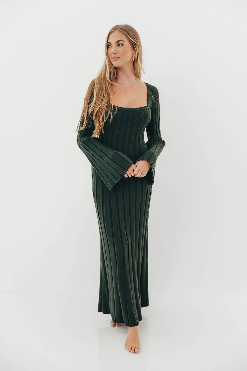 Rowan Square Neck Maxi Dress in Evergreen sold by Worth Collective product image thumbnail 5