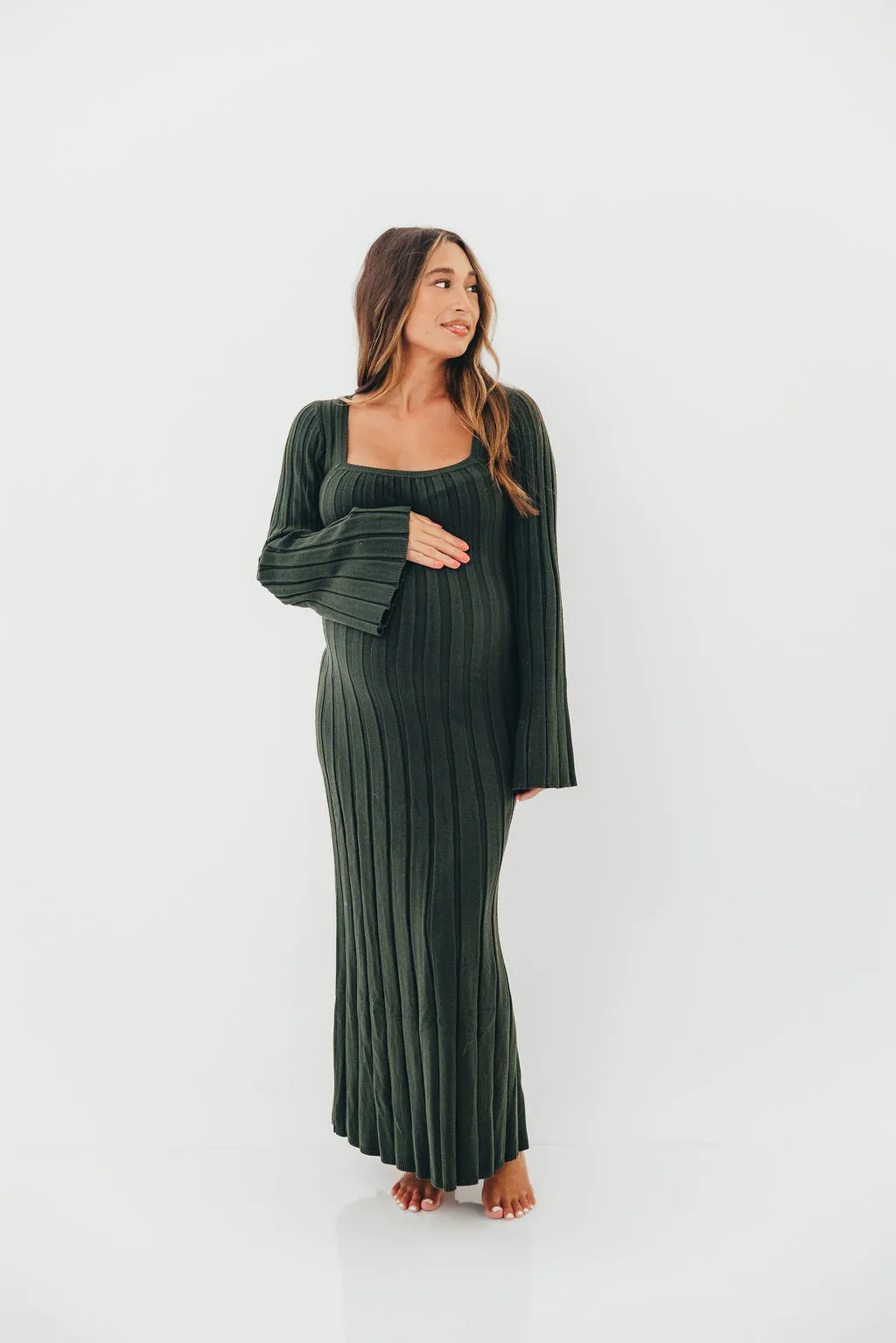 Rowan Square Neck Maxi Dress in Evergreen sold by Worth Collective product image thumbnail 3