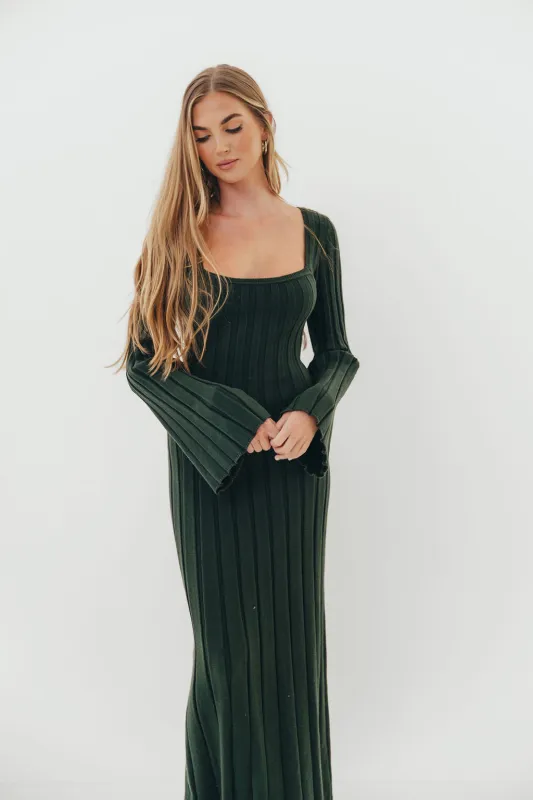 Rowan Square Neck Maxi Dress in Evergreen sold by Worth Collective