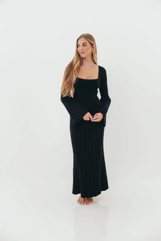 Rowan Square Neck Maxi Dress in Black sold by Worth Collective