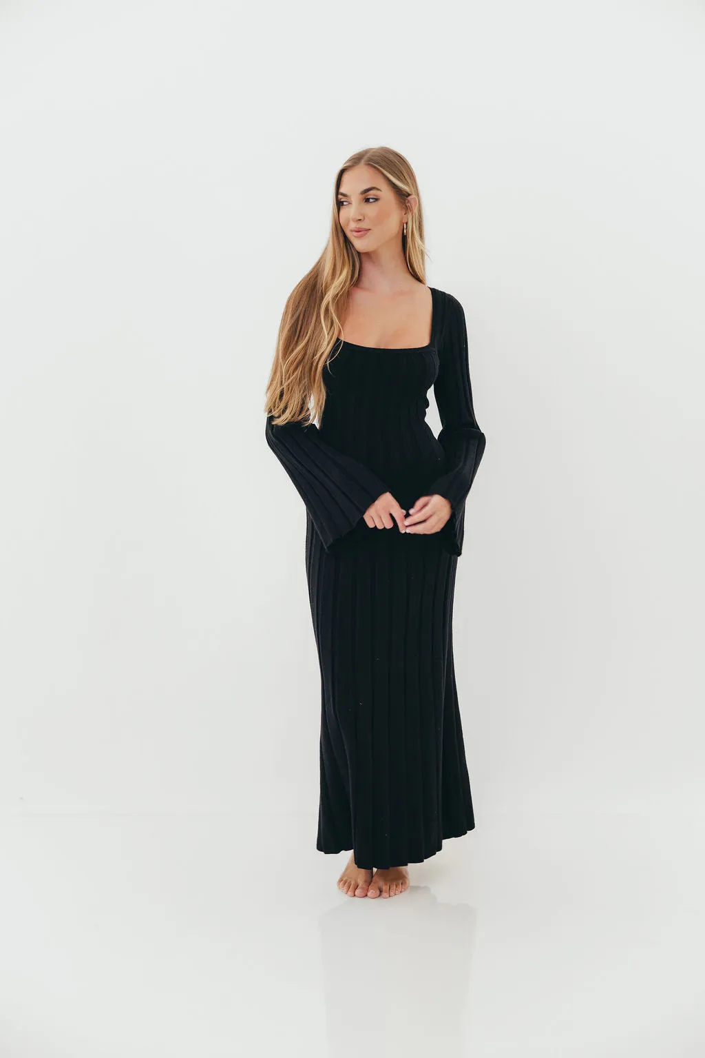 Rowan Square Neck Maxi Dress in Black *Final Sale* sold by Worth Collective