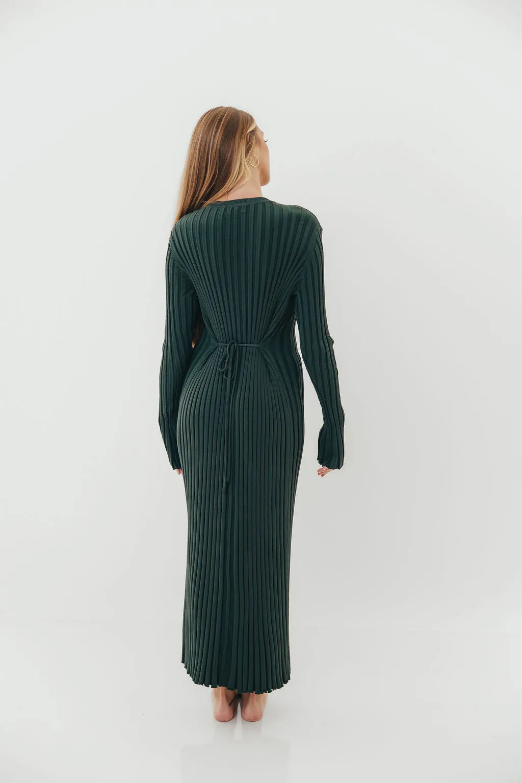 Colette Premium Long Sleeved Ribbed Knit Maxi Dress in Green - Bump Friendly *Final Sale* sold by Worth Collective product image thumbnail 4