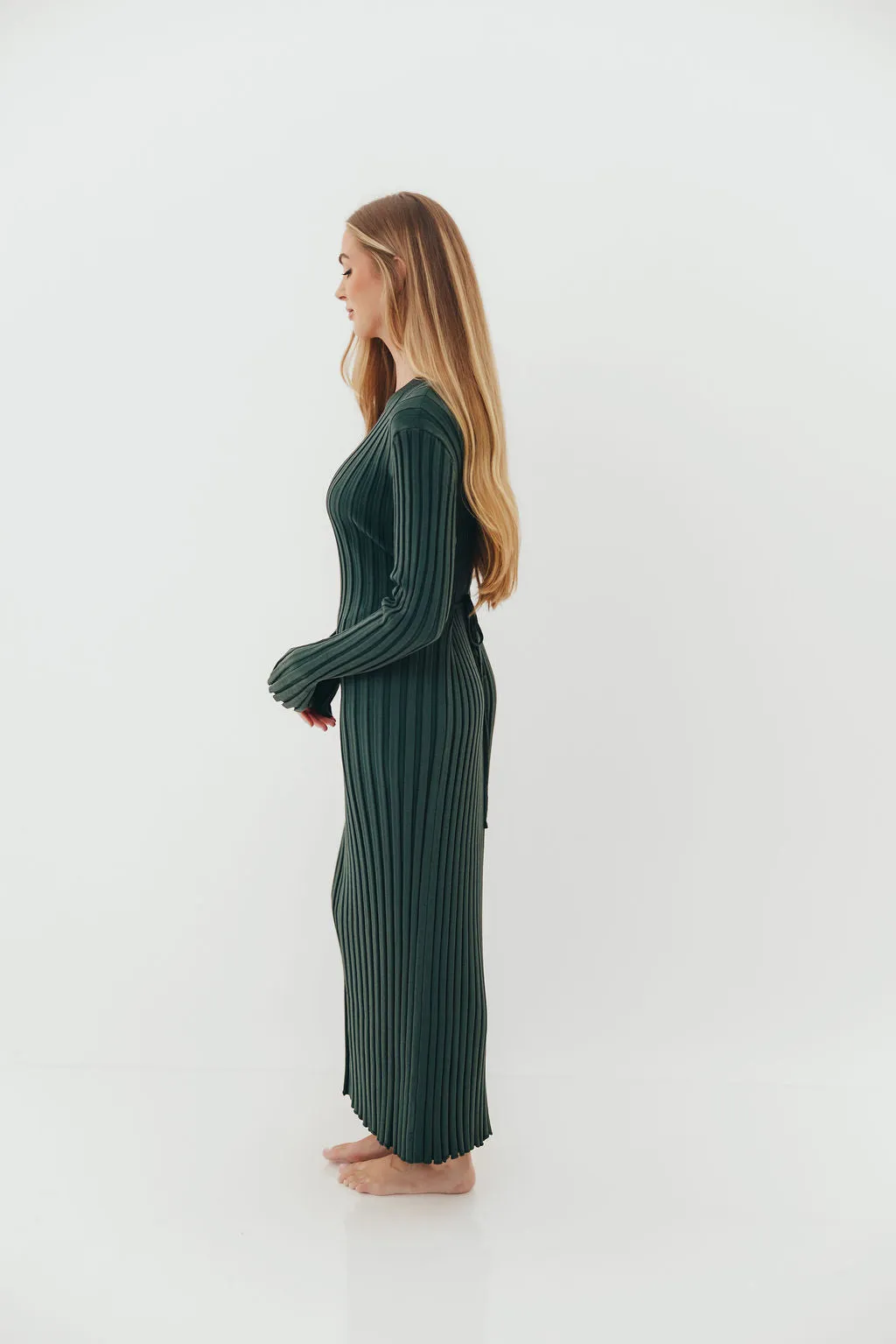 Colette Premium Long Sleeved Ribbed Knit Maxi Dress in Green - Bump Friendly *Final Sale* sold by Worth Collective product image thumbnail 2