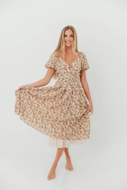 Milania Midi Dress in Ivory Floral *Final Sale* sold by Worth Collective