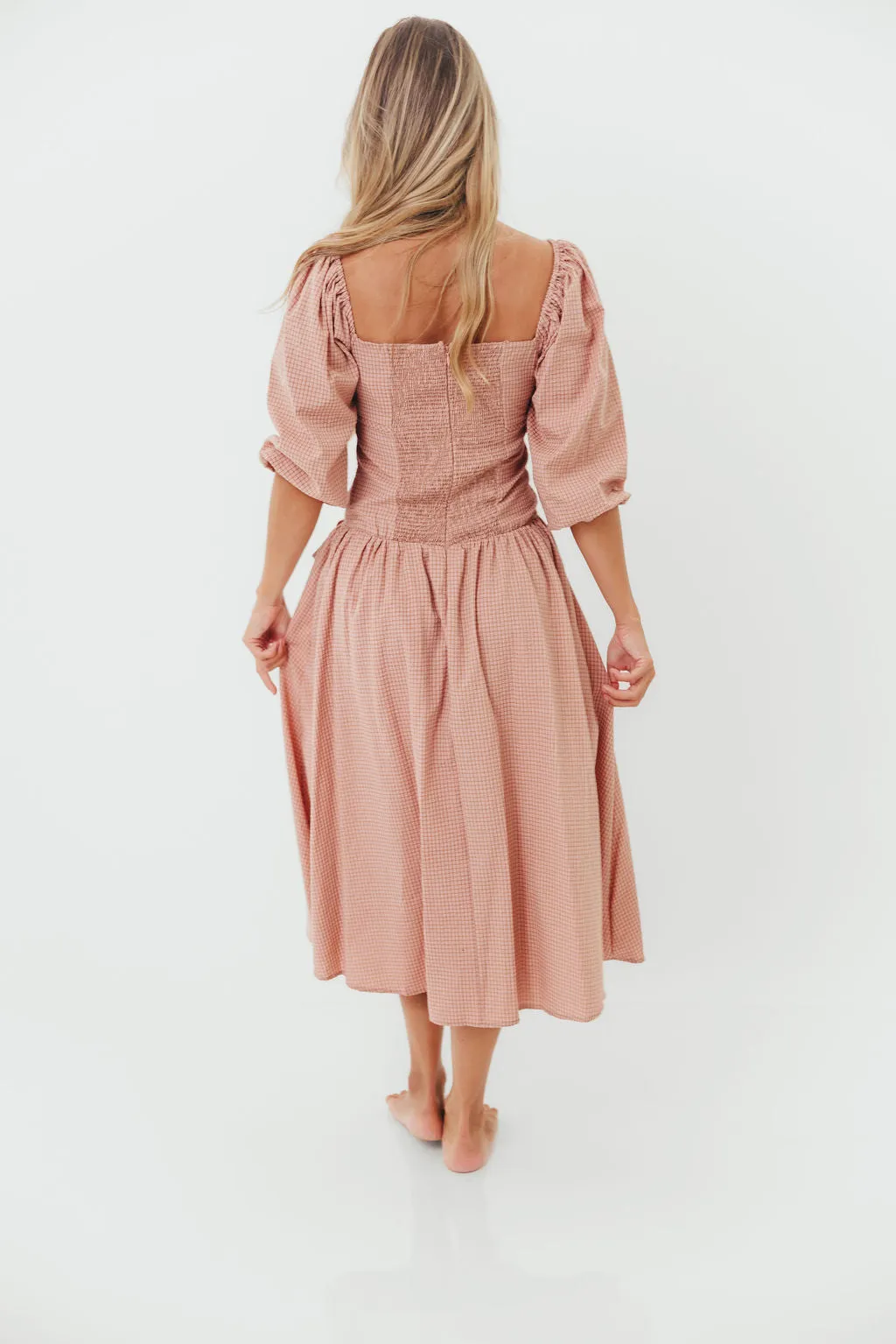 Marla Bow Detail Midi Dress in Dust Pink sold by Worth Collective product image thumbnail 3