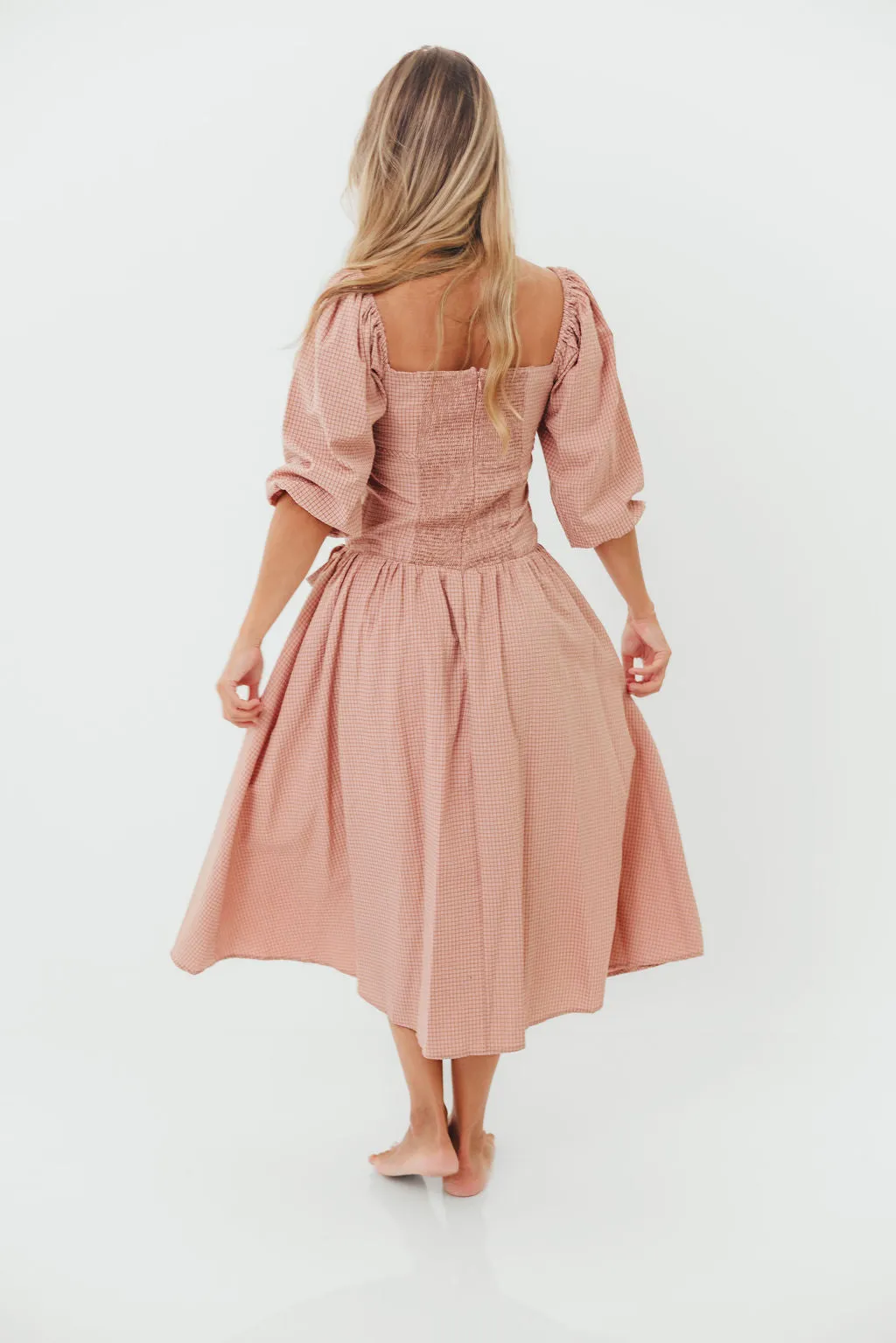 Marla Bow Detail Midi Dress in Dust Pink sold by Worth Collective product image thumbnail 4