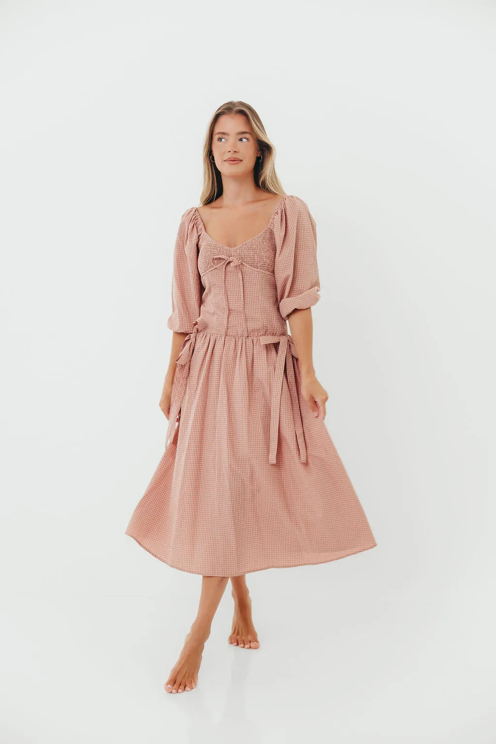 Marla Bow Detail Midi Dress in Dust Pink sold by Worth Collective product image thumbnail 2