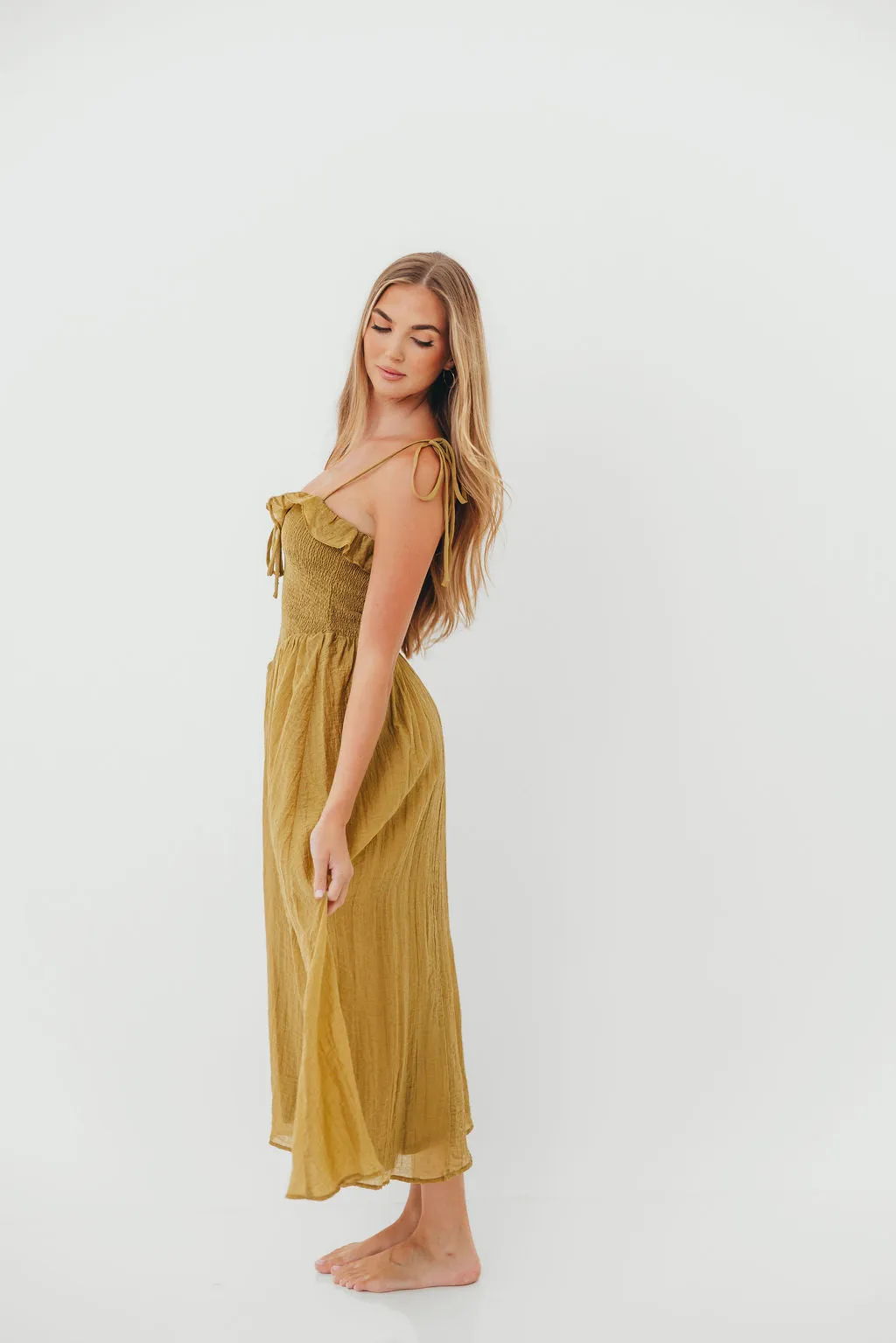 Carine Midi Dress in Avocado sold by Worth Collective product image thumbnail 4