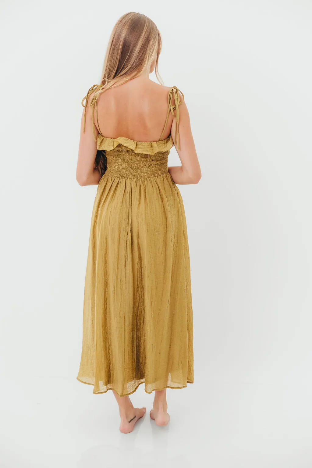 Carine Midi Dress in Avocado sold by Worth Collective product image thumbnail 5