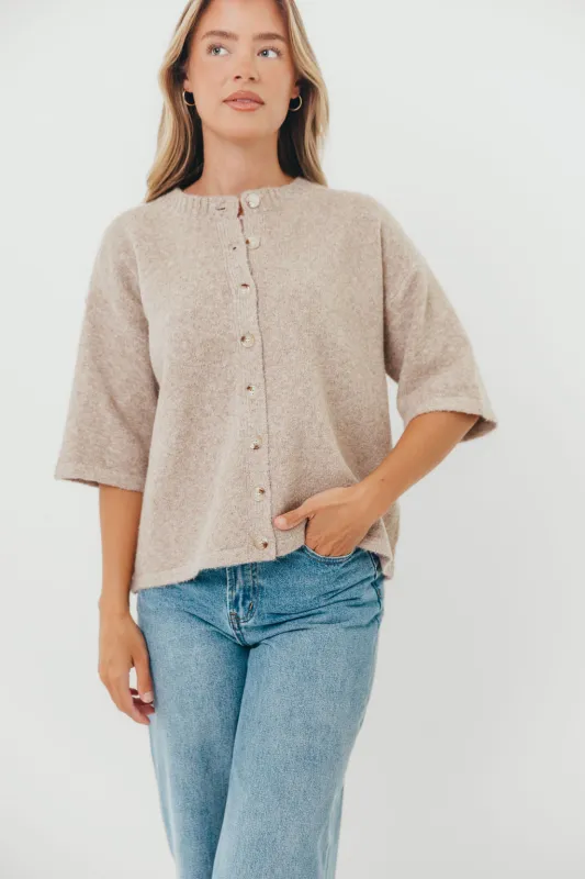 Davina Cardigan Sweater in Mocha sold by Worth Collective