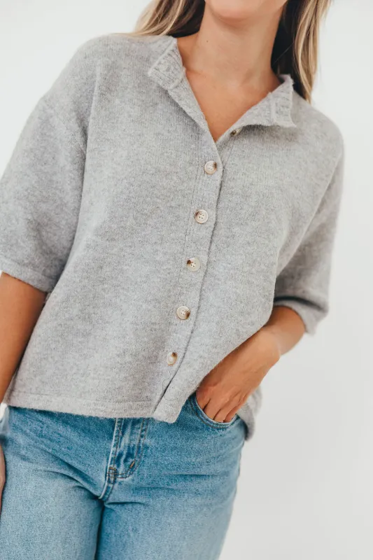 Davina Cardigan Sweater in Heather Grey sold by Worth Collective