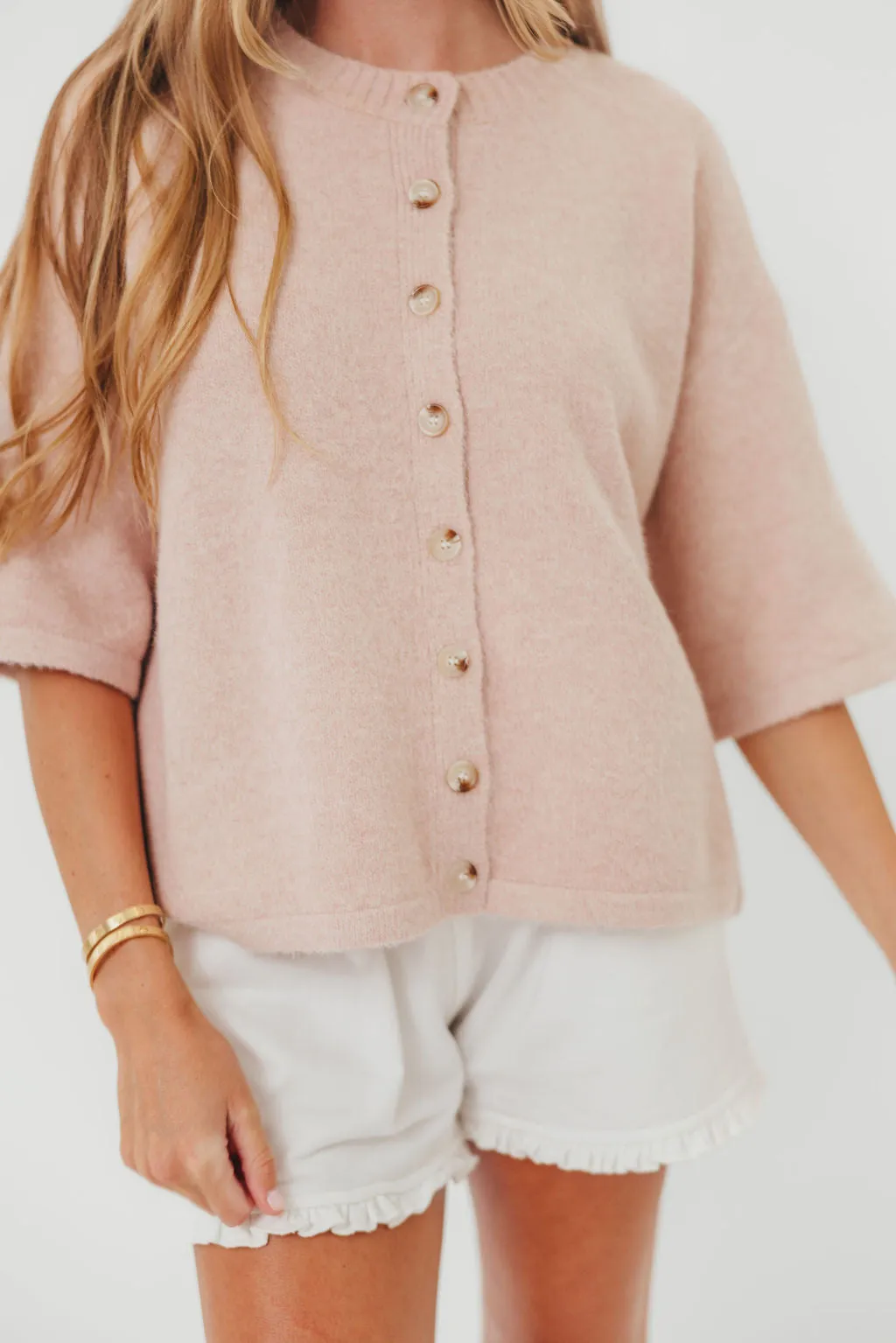 Davina Cardigan Sweater in Ballet sold by Worth Collective