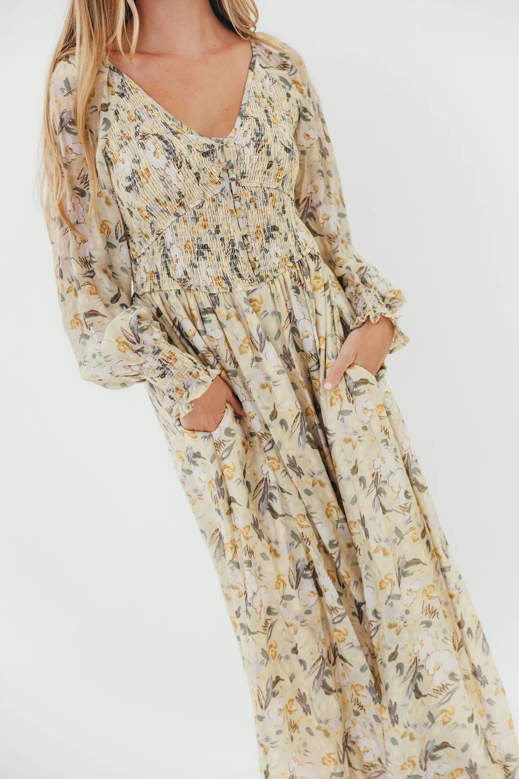 Luann Floral Maxi Dress in Vintage Cream sold by Worth Collective product image thumbnail 5