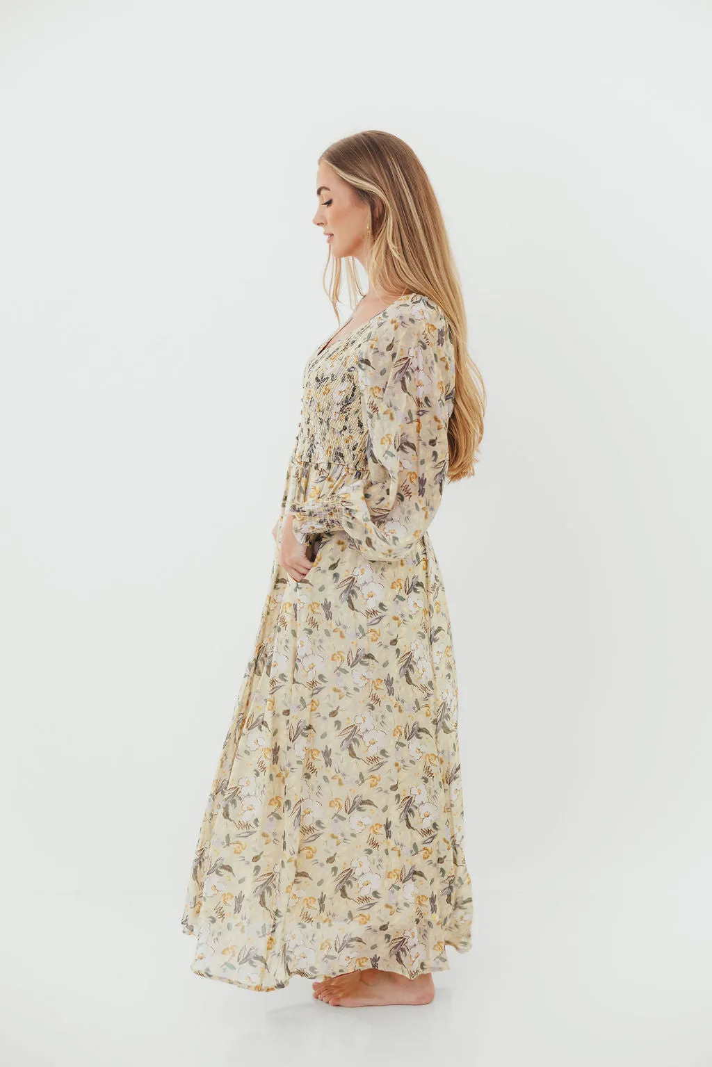 Luann Floral Maxi Dress in Vintage Cream sold by Worth Collective product image thumbnail 4