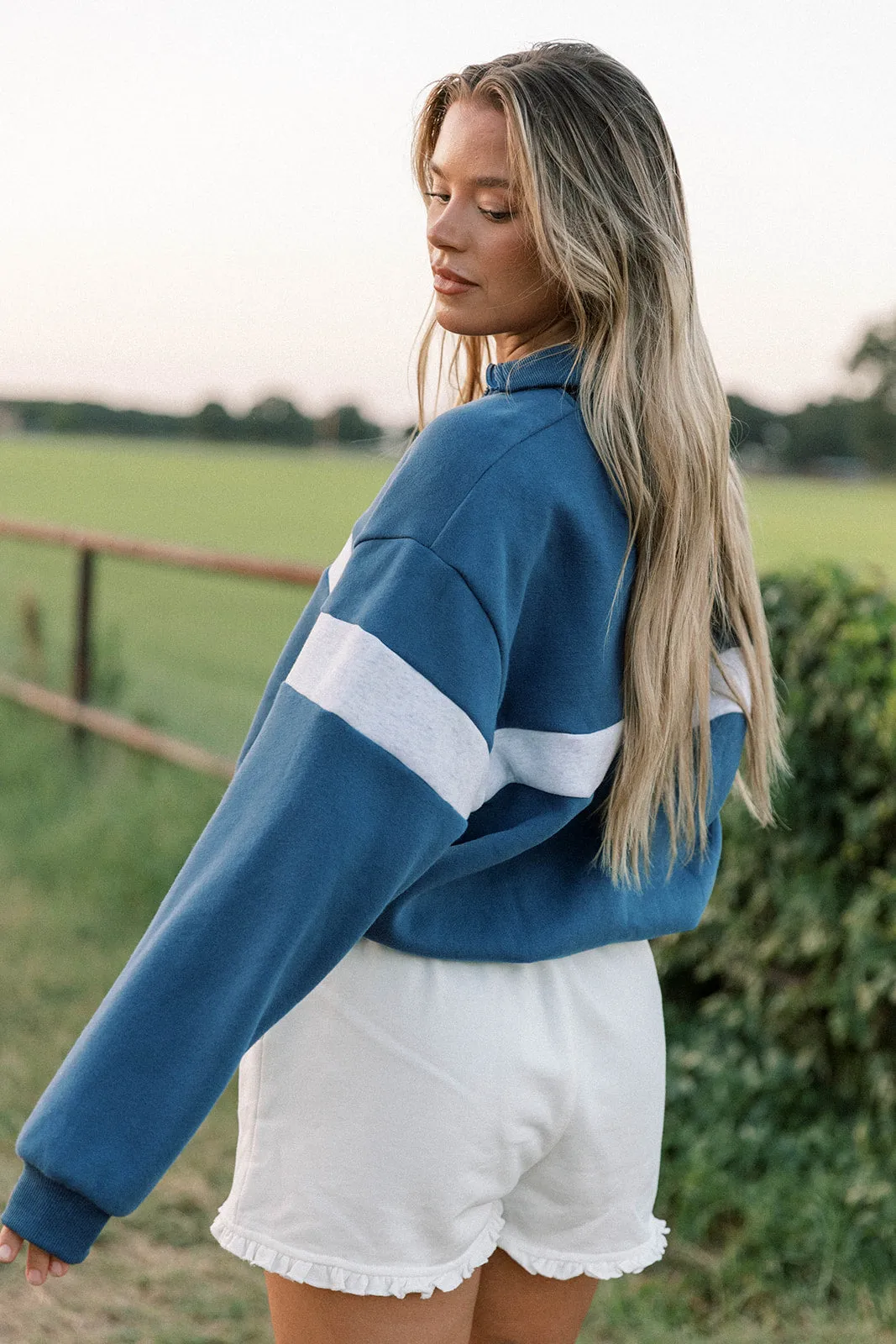 Tai Quarter Zip Two-Tone Sweatshirt in Navy/Grey *Final Sale* sold by Worth Collective product image thumbnail 5