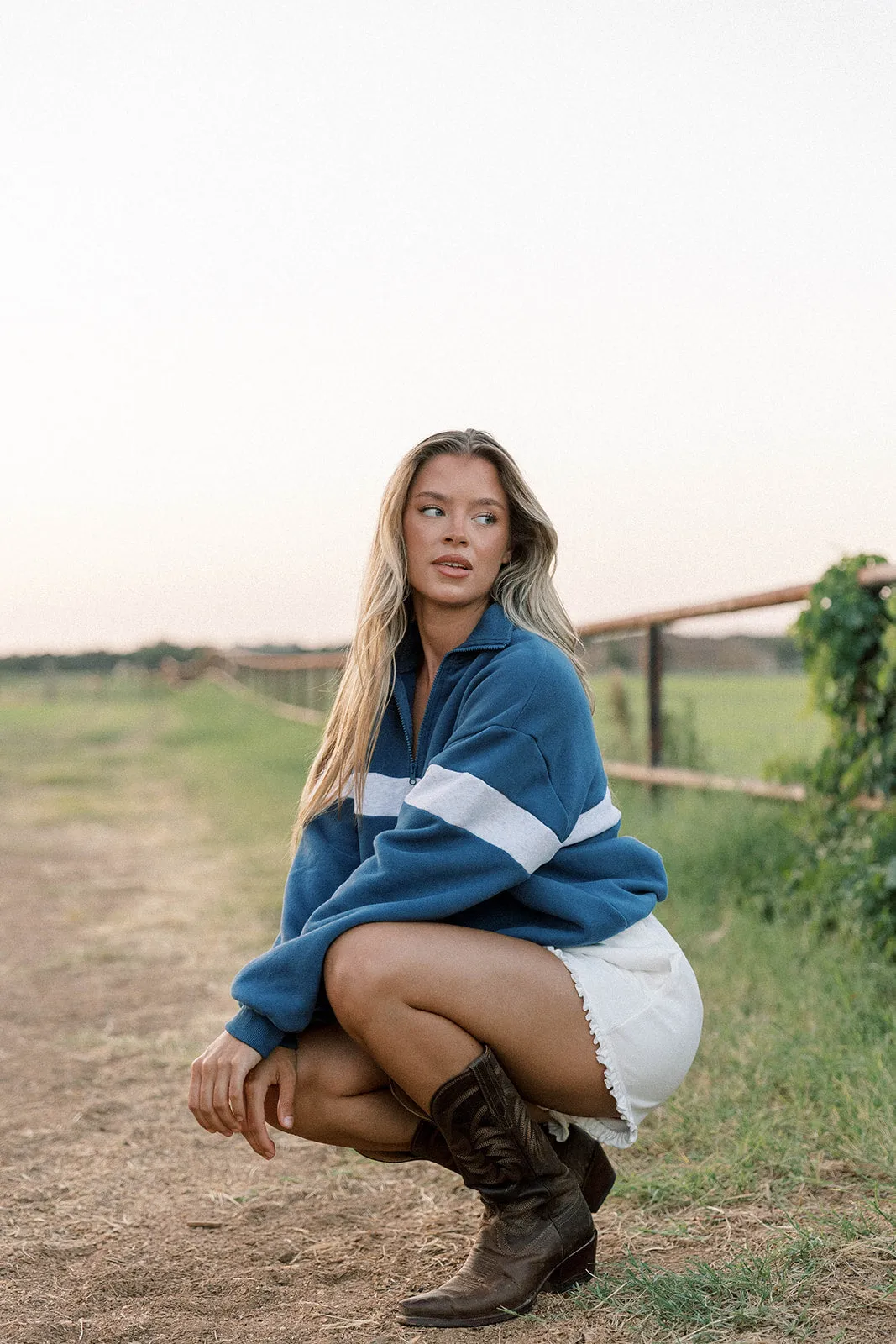 Tai Quarter Zip Two-Tone Sweatshirt in Navy/Grey *Final Sale* sold by Worth Collective product image thumbnail 3