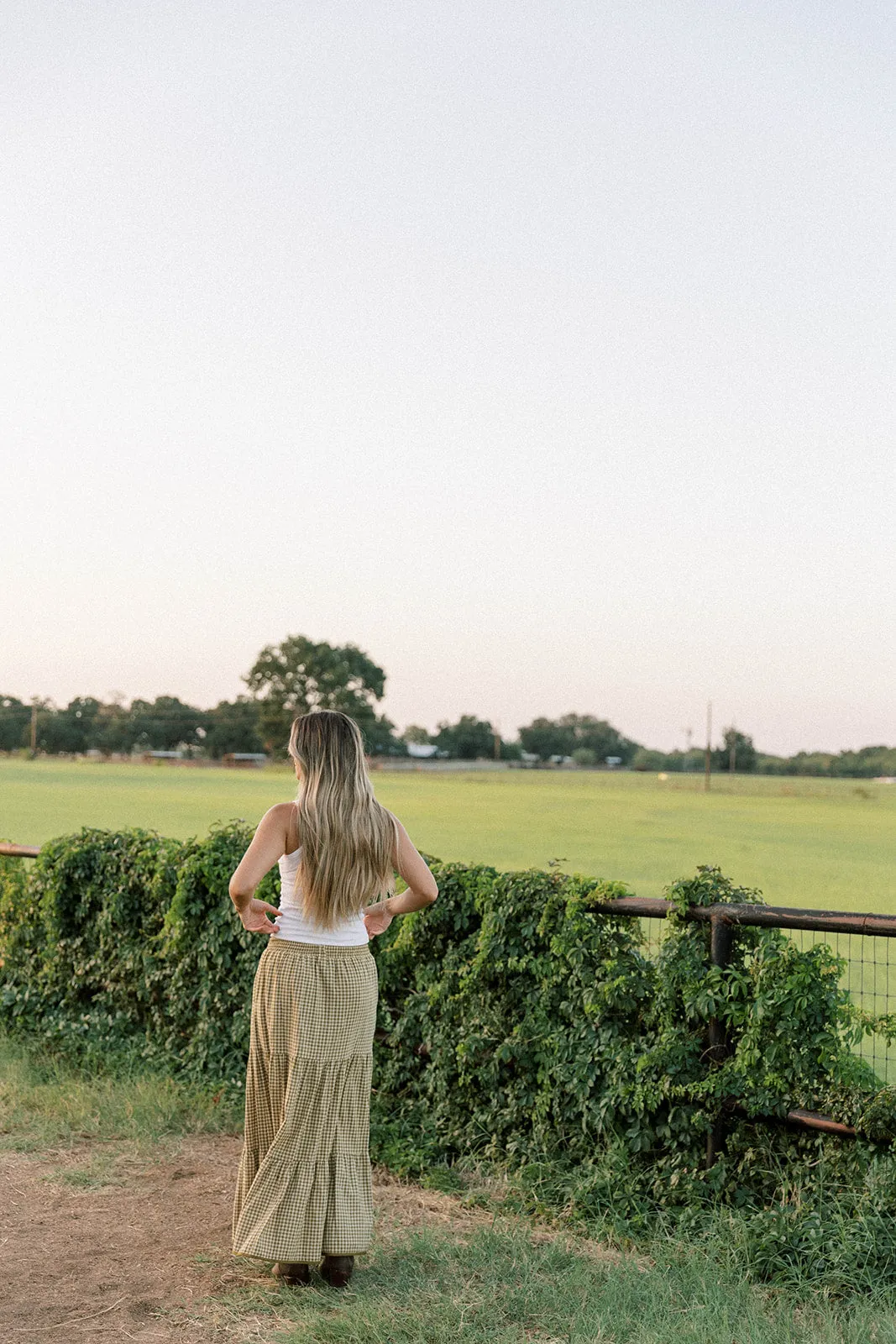 Duvall Gingham Pattern Tiered Maxi Skirt in Lemon Grass sold by Worth Collective product image thumbnail 4