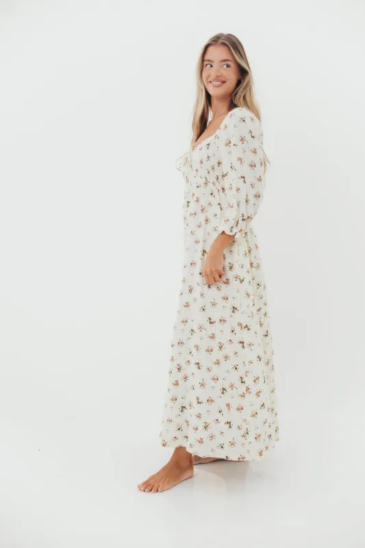 Cecilia 100% Cotton Smocked Maxi Dress in Cream - Bump Friendly sold by Worth Collective