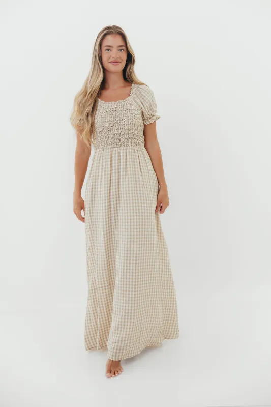 Emilia 100% Cotton Smocked Maxi Dress in Natural- Bump Friendly *Final Sale* sold by Worth Collective