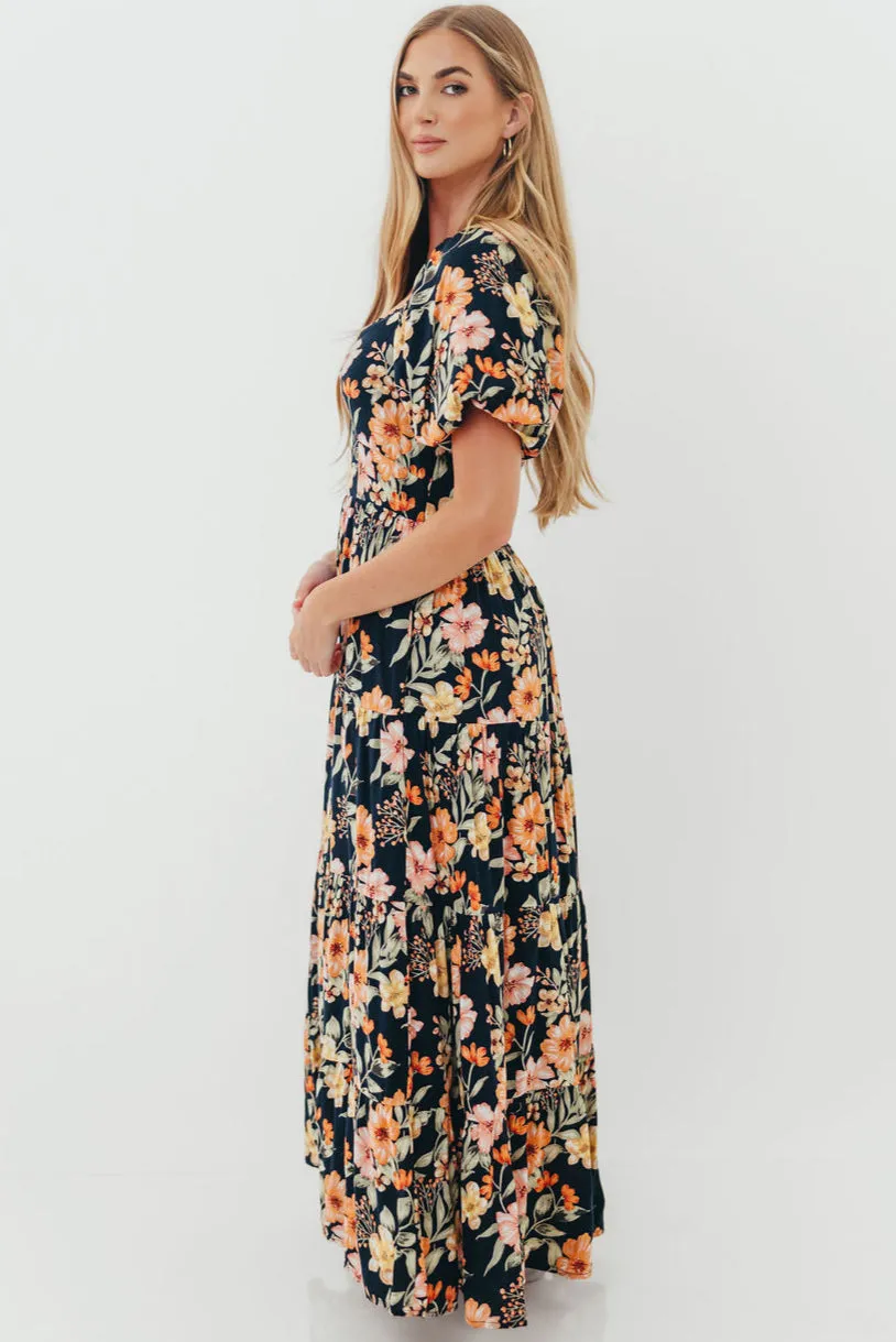 Francine Maxi Dress in Midnight Floral sold by Worth Collective