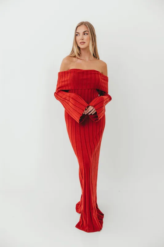 Evella Maxi Dress in Red - Bump Friendly sold by Worth Collective