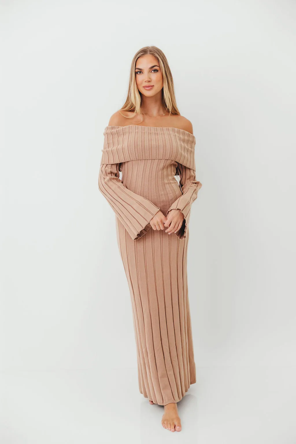 Evella Maxi Dress in Stone - Bump Friendly sold by Worth Collective