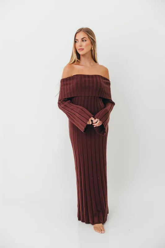 Evella Maxi Dress in Brown - Bump Friendly sold by Worth Collective