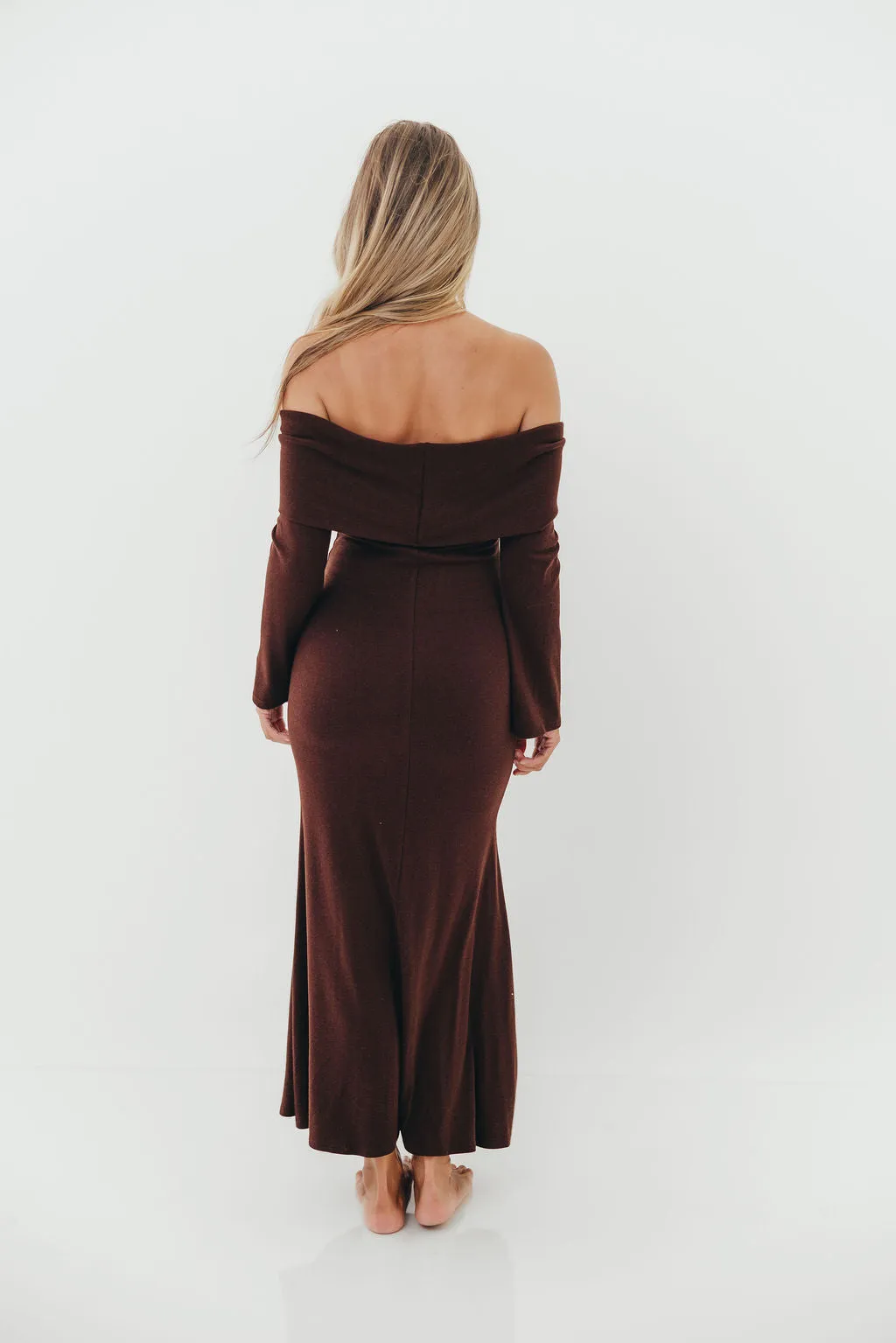 Monroe Maxi Dress with Long Sleeves in Chocolate Brown- Bump Friendly *Final Sale* sold by Worth Collective product image thumbnail 4