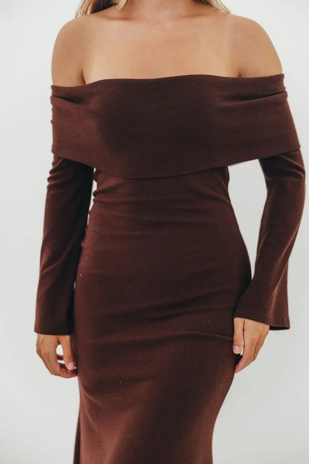 Monroe Maxi Dress with Long Sleeves in Chocolate Brown- Bump Friendly *Final Sale* sold by Worth Collective product image thumbnail 3