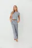 Find Your Soft Striped Top and Flare Pants Set in Grey Blue sold by Worth Collective