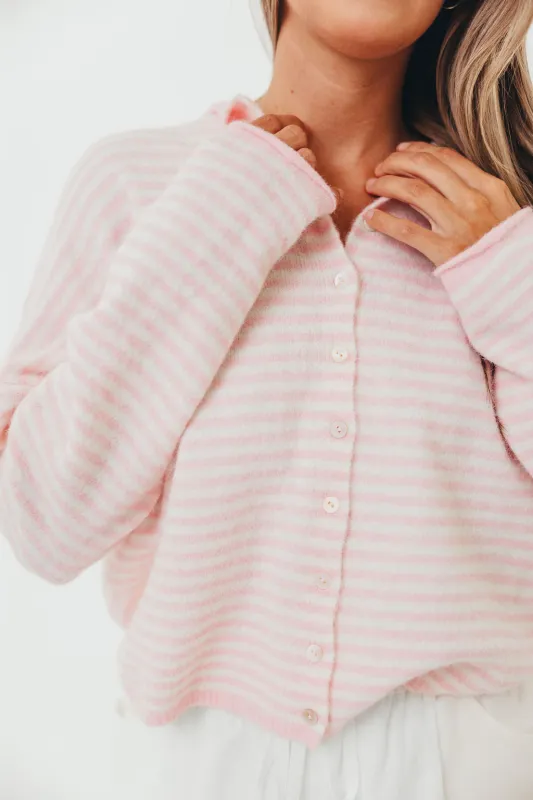 Piper Mini Stripes Cardigan in Pink sold by Worth Collective