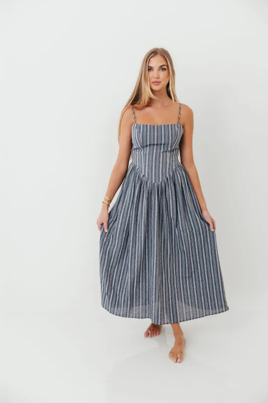 Nantucket 100% Cotton Midi Dress in Harborline sold by Worth Collective