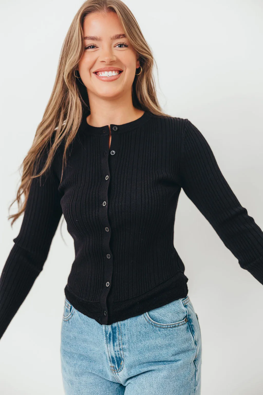 Marni Lace Hem Rib Knit Cardigan Top in Black sold by Worth Collective product image thumbnail 2