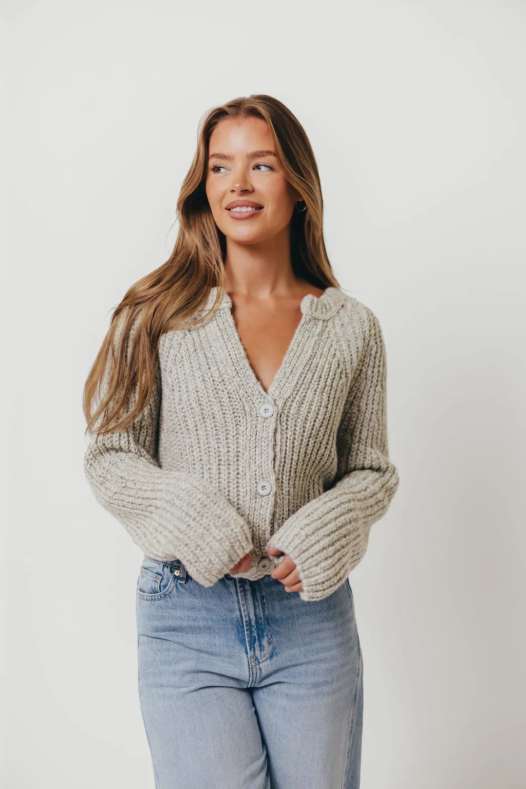Pepper Cardigan Top in Heather Cloud sold by Worth Collective