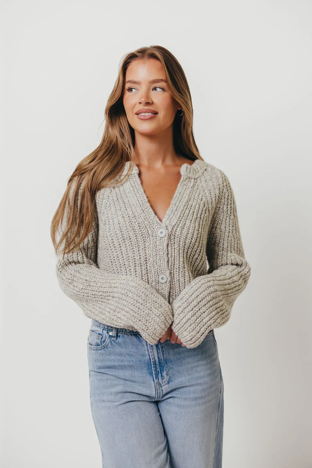 Pepper Cardigan Top in Heather Cloud sold by Worth Collective product image thumbnail 4