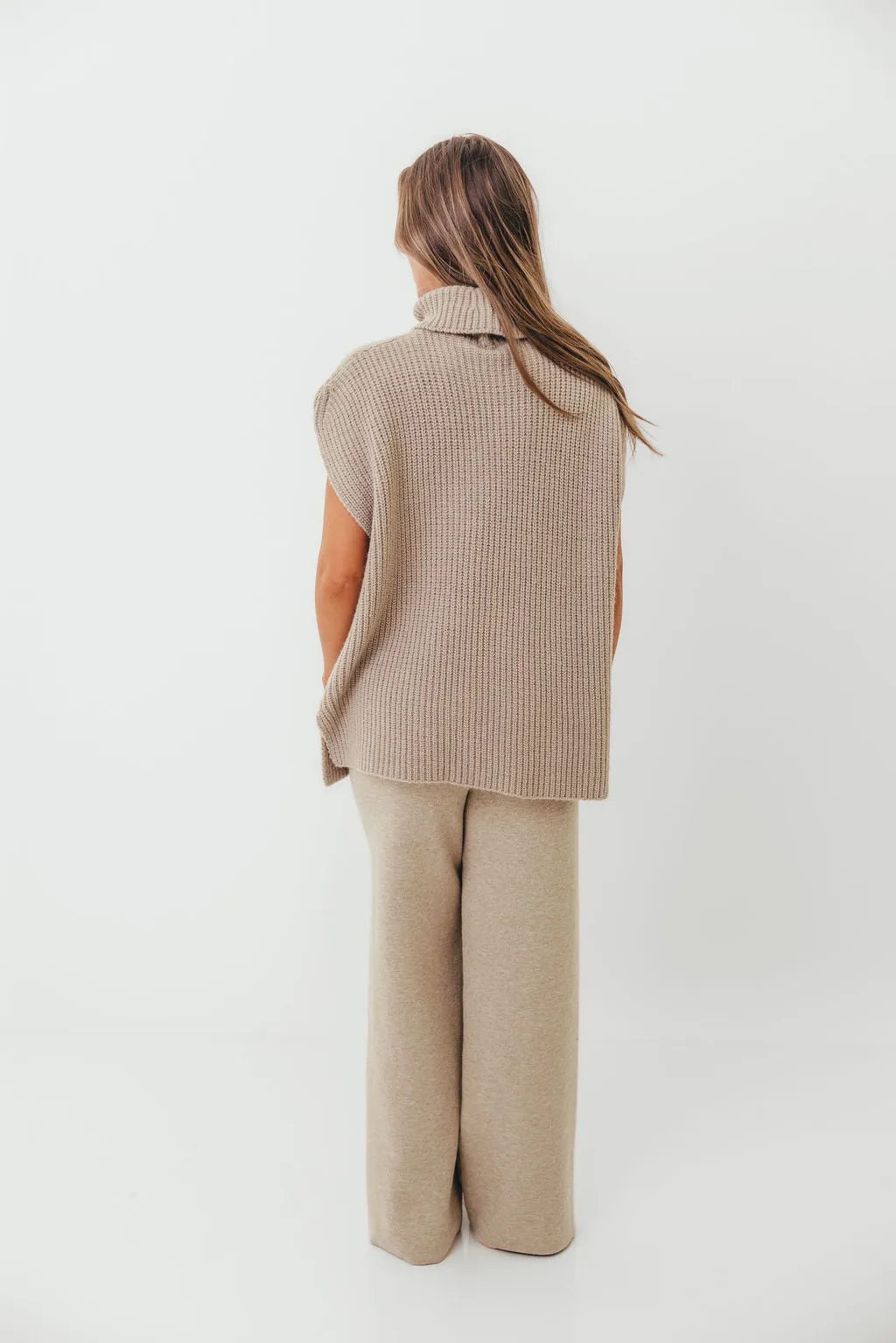 Hilaria Turtle Neck Sweater Top and Pants Set in Stone sold by Worth Collective product image thumbnail 3