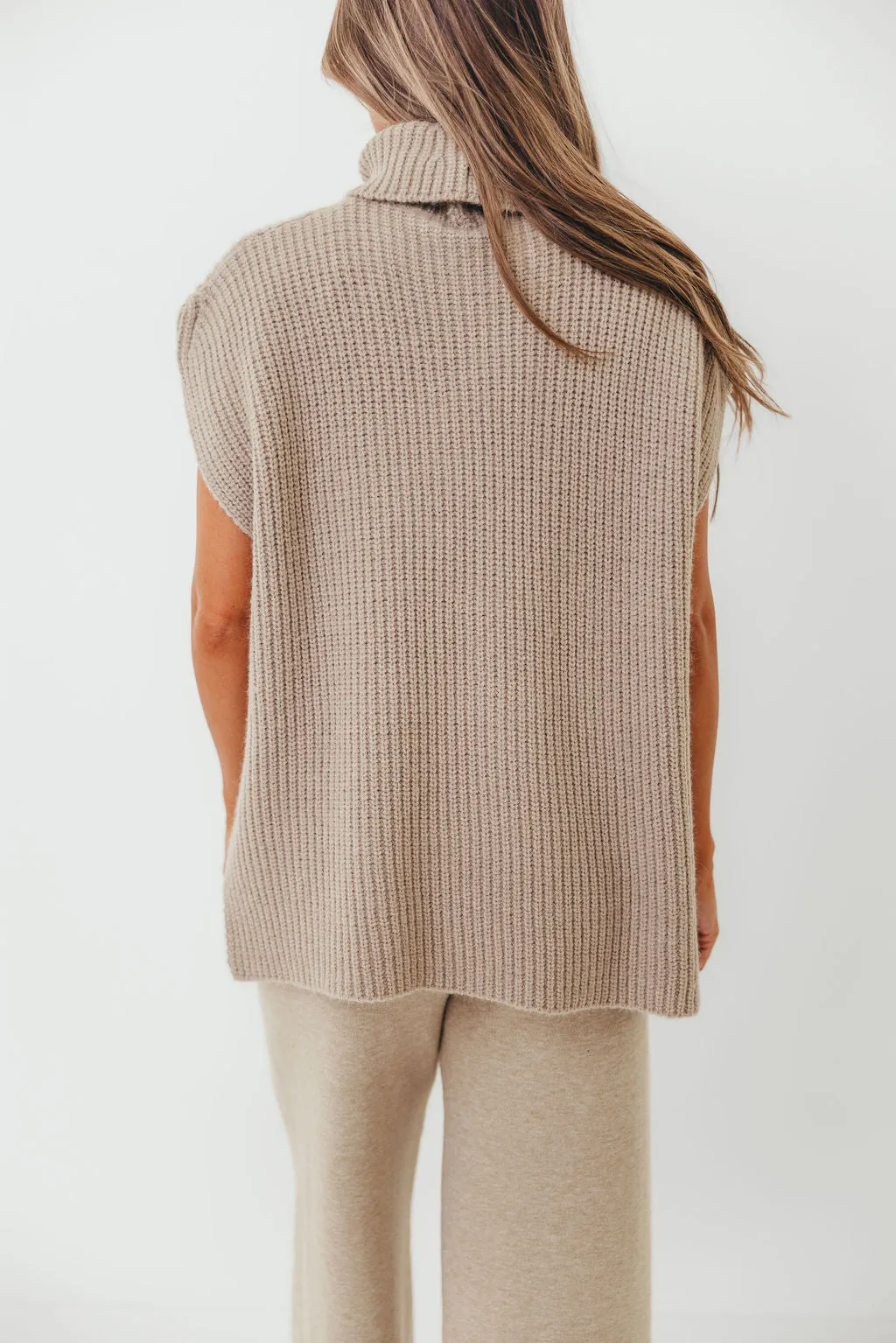 Hilaria Turtle Neck Sweater Top and Pants Set in Stone sold by Worth Collective product image thumbnail 4
