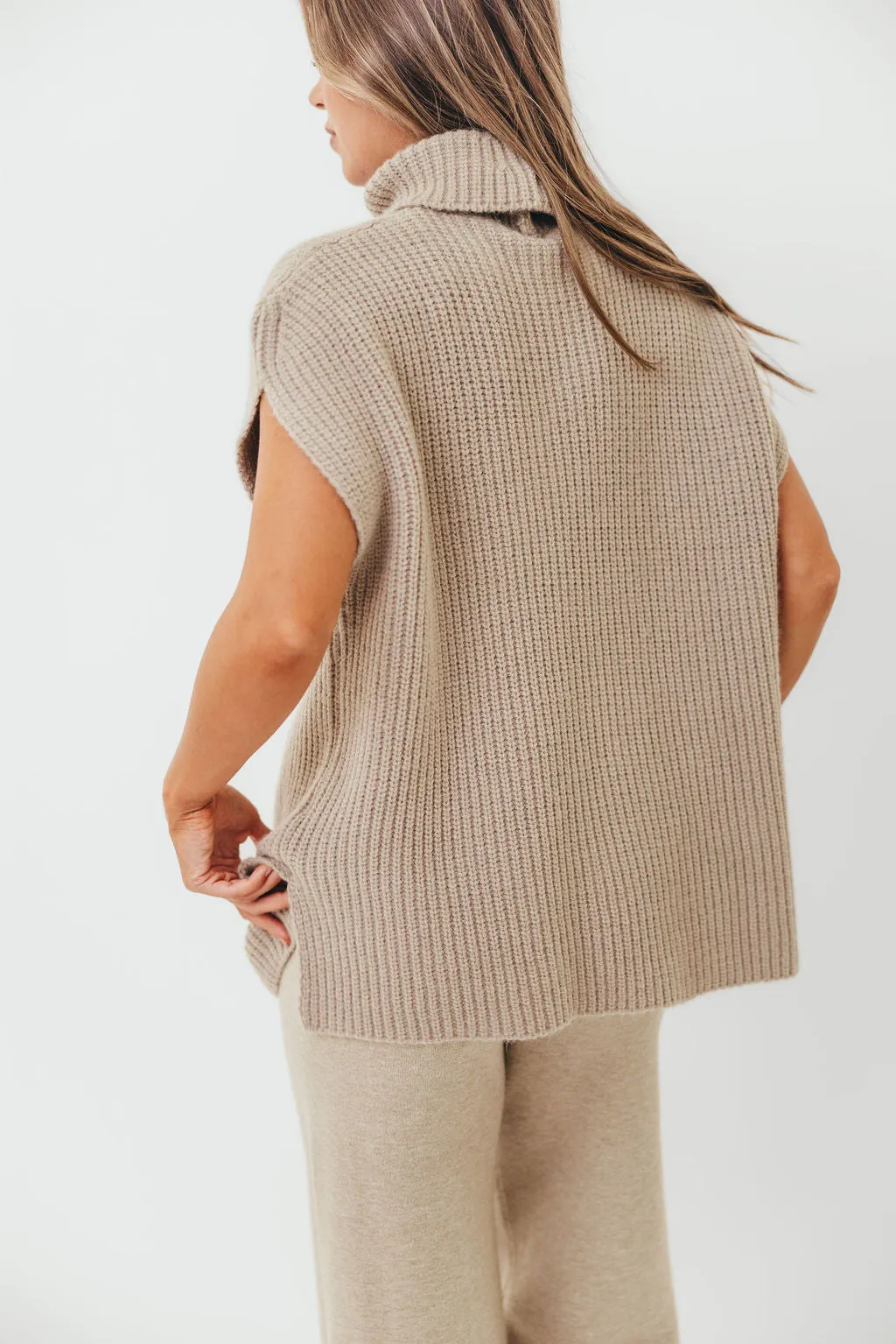 Hilaria Turtle Neck Sweater Top and Pants Set in Stone sold by Worth Collective product image thumbnail 5