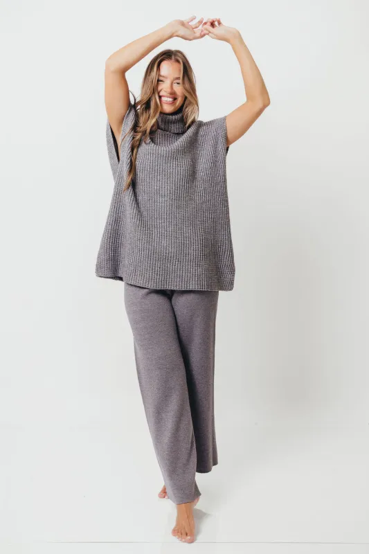Hilaria Turtle Neck Sweater Top and Pants Set in Charcoal sold by Worth Collective