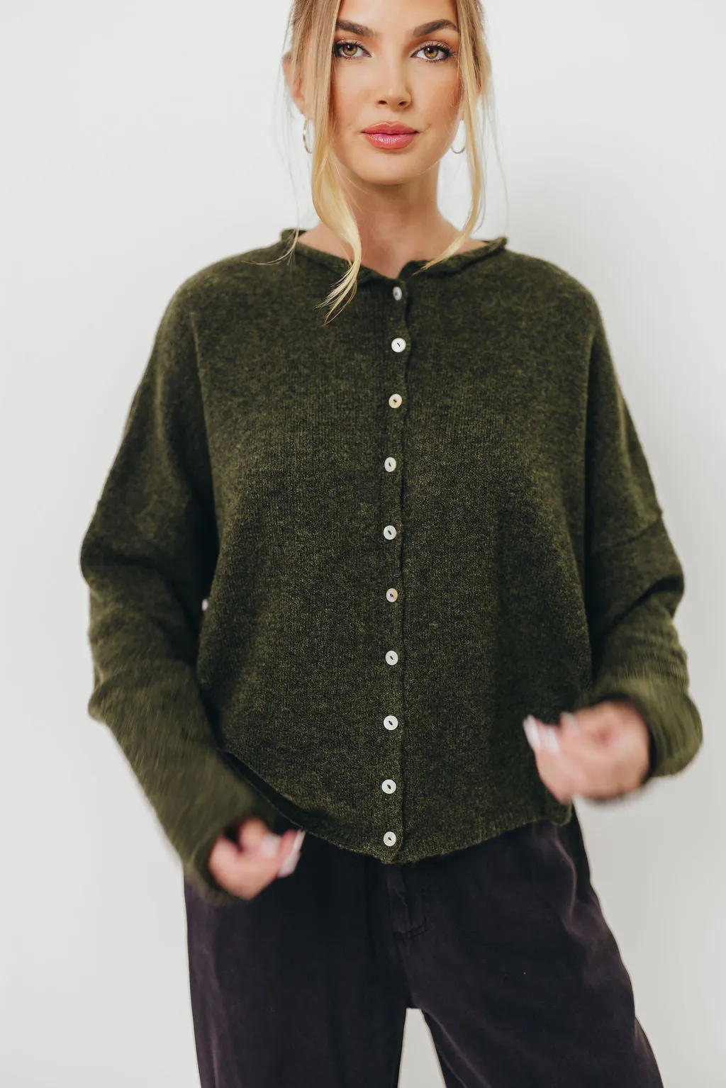 Piper Cardigan Top in Hunter Green sold by Worth Collective product image thumbnail 3