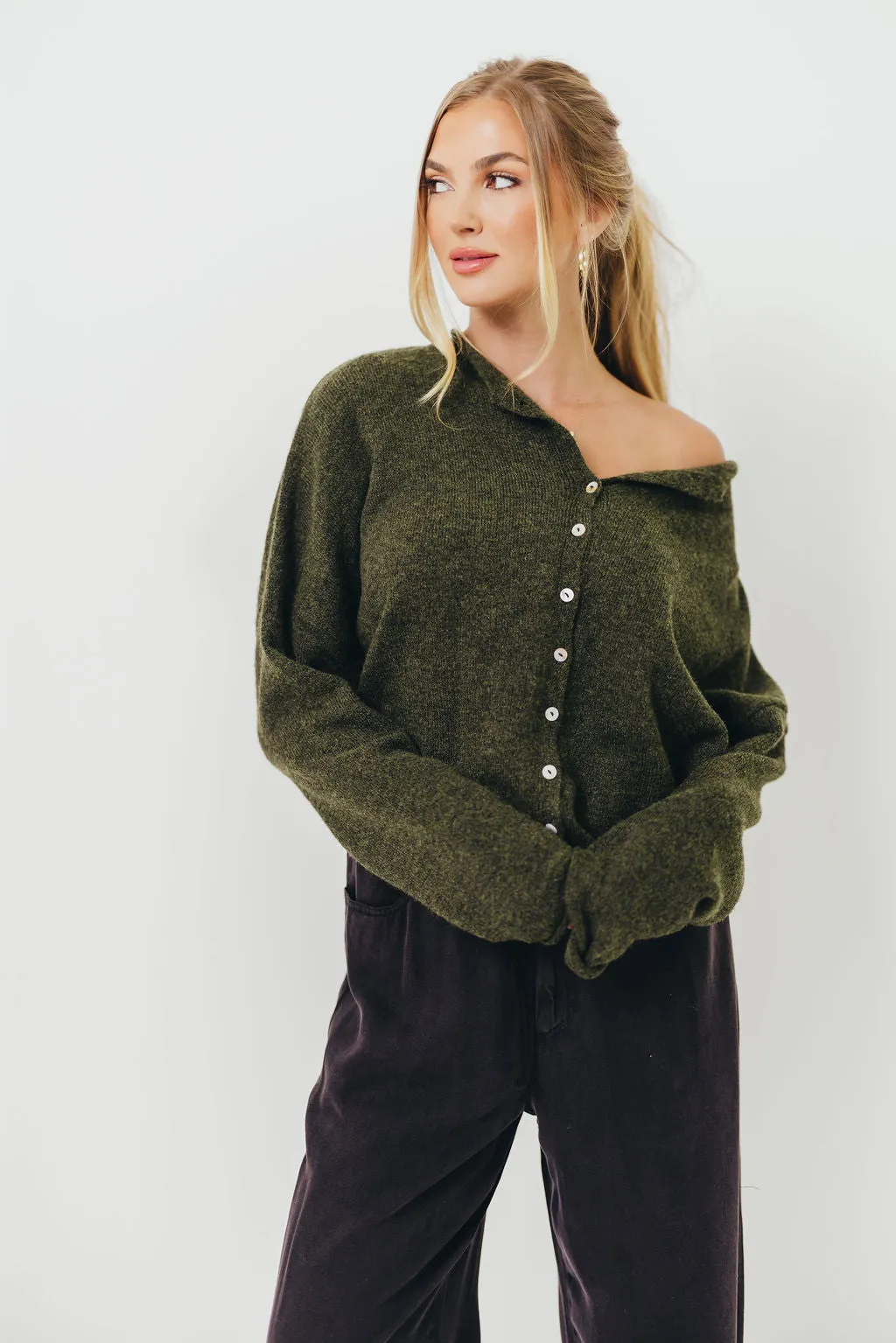 Piper Cardigan Top in Hunter Green sold by Worth Collective product image thumbnail 2