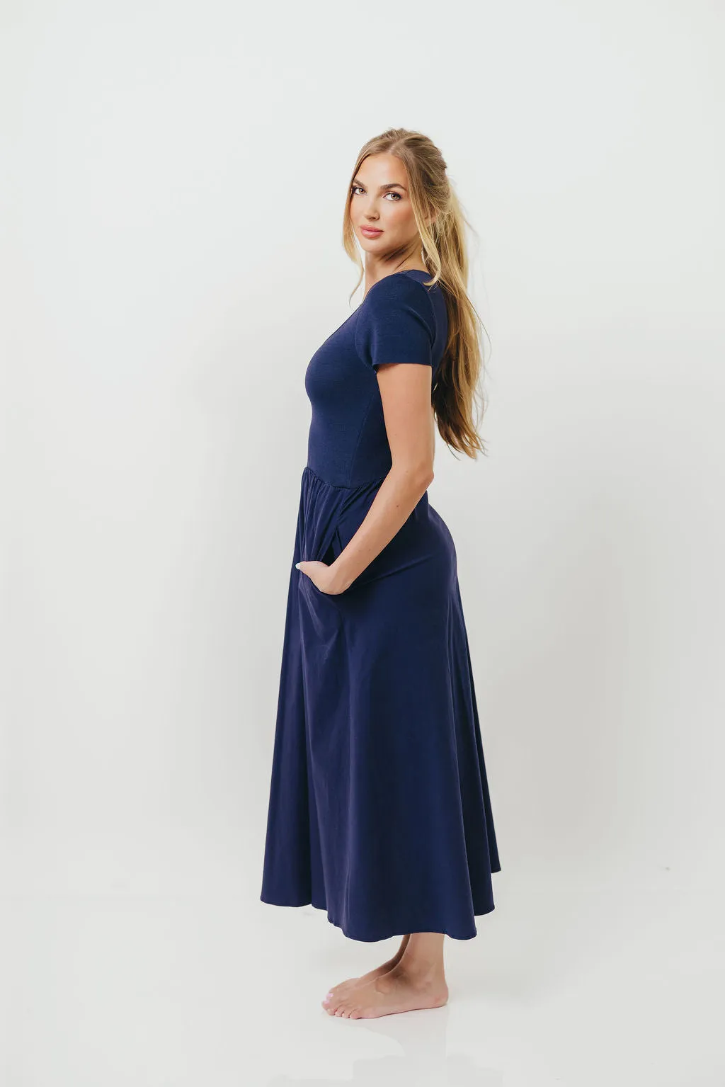 Lynette Maxi Dress in Navy sold by Worth Collective product image thumbnail 5