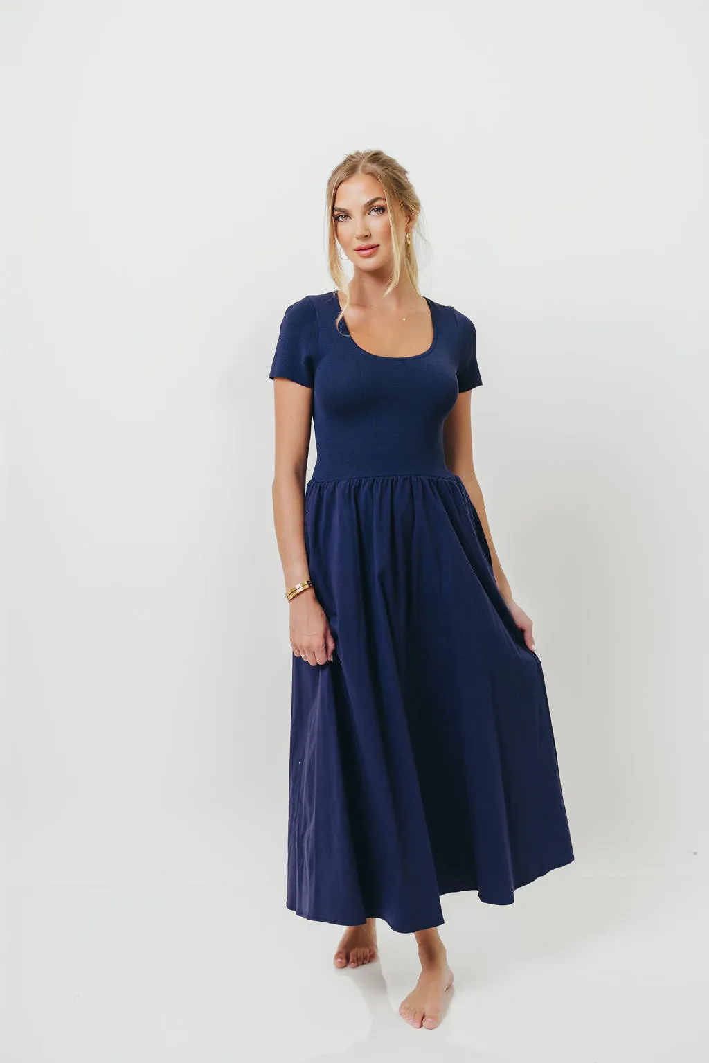 Lynette Maxi Dress in Navy sold by Worth Collective