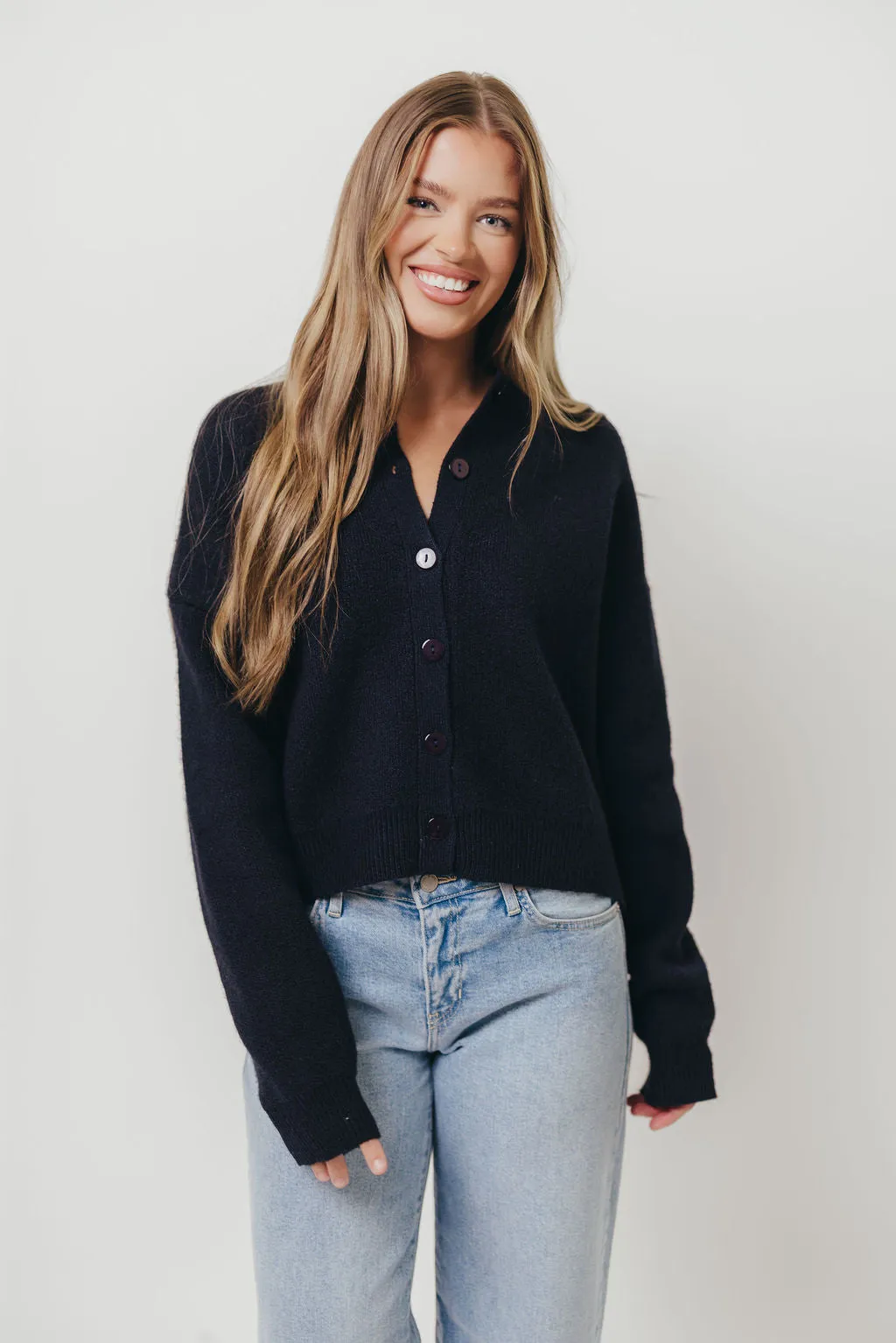 Alyssa Cardigan in Navy sold by Worth Collective