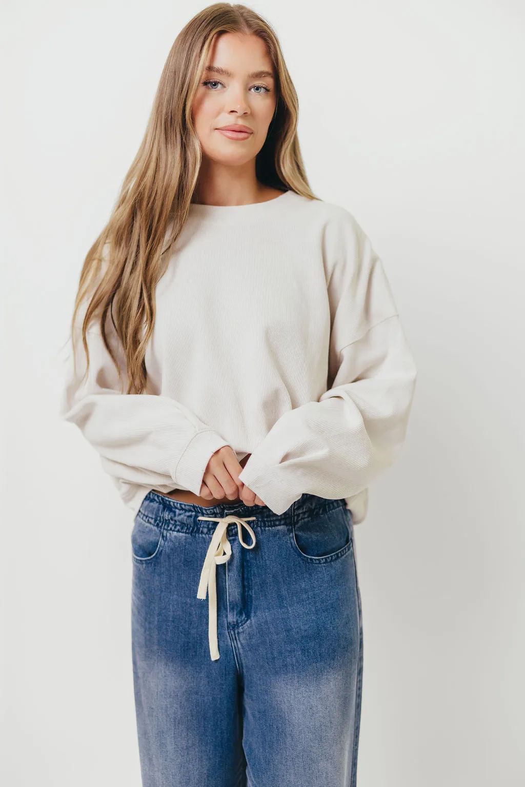 Around Town Crew Pullover in Clay sold by Worth Collective