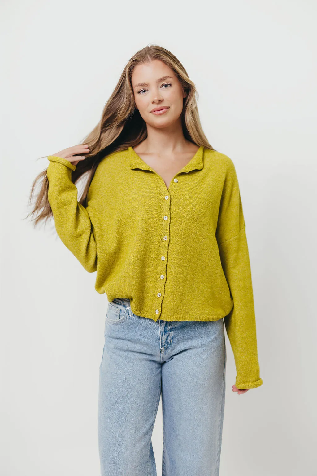 Piper Cardigan in Dijon Yellow sold by Worth Collective product image thumbnail 3