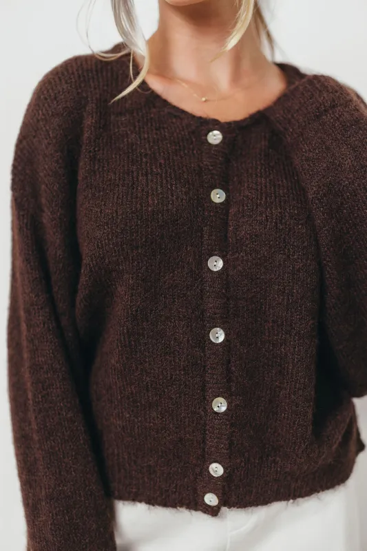 Lucas Cardigan Top in Dark Chocolate sold by Worth Collective