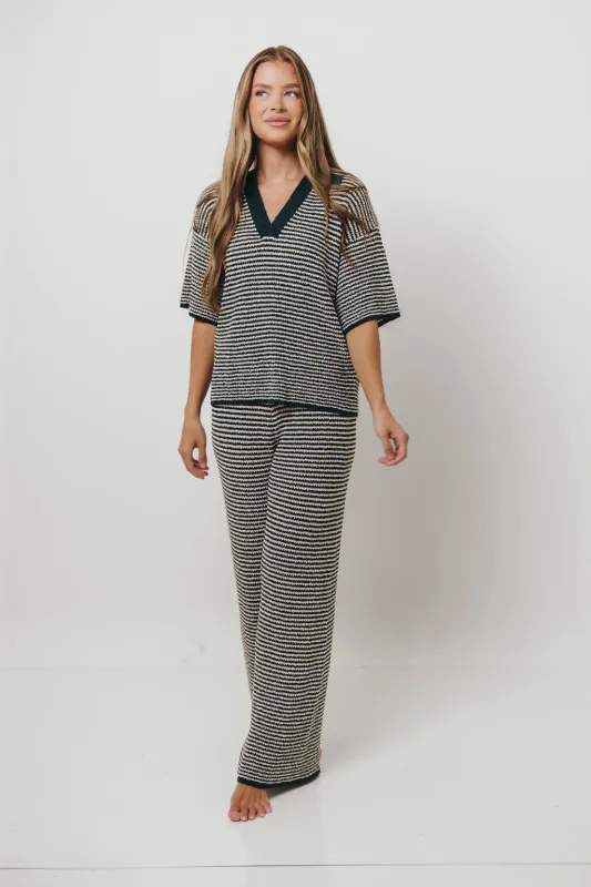 Torrance Short Sleeve Sweater Top and Pants Set in Hunter Green sold by Worth Collective