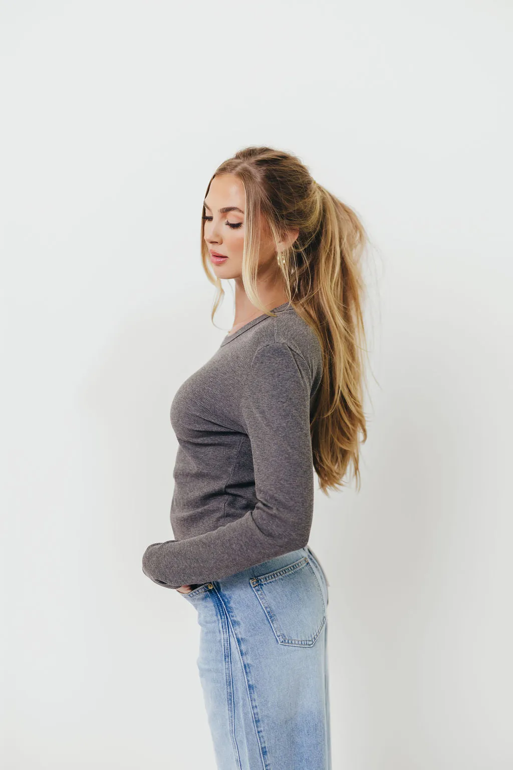 Kathy Long Sleeve Tee in Charcoal *Final Sale* sold by Worth Collective product image thumbnail 2