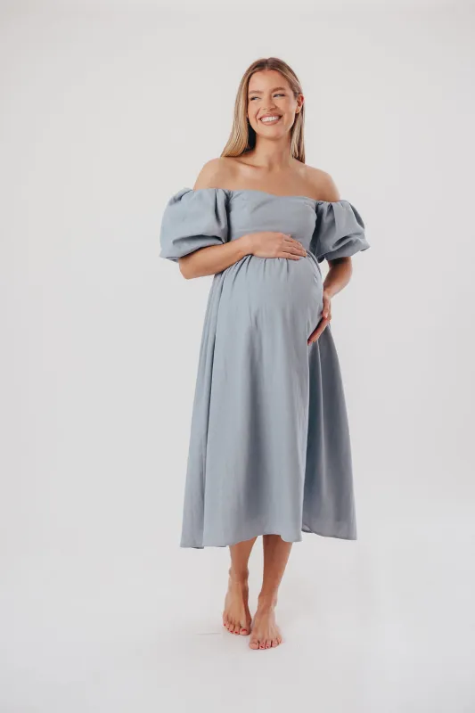 Hamilton Midi Dress in Denim Blue - Bump Friendly (S-XL) made by Worth Collective